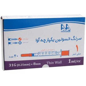 سرنگ انسولین یک میلیلیتر (یک سی سی) آوا گیج ۳۱